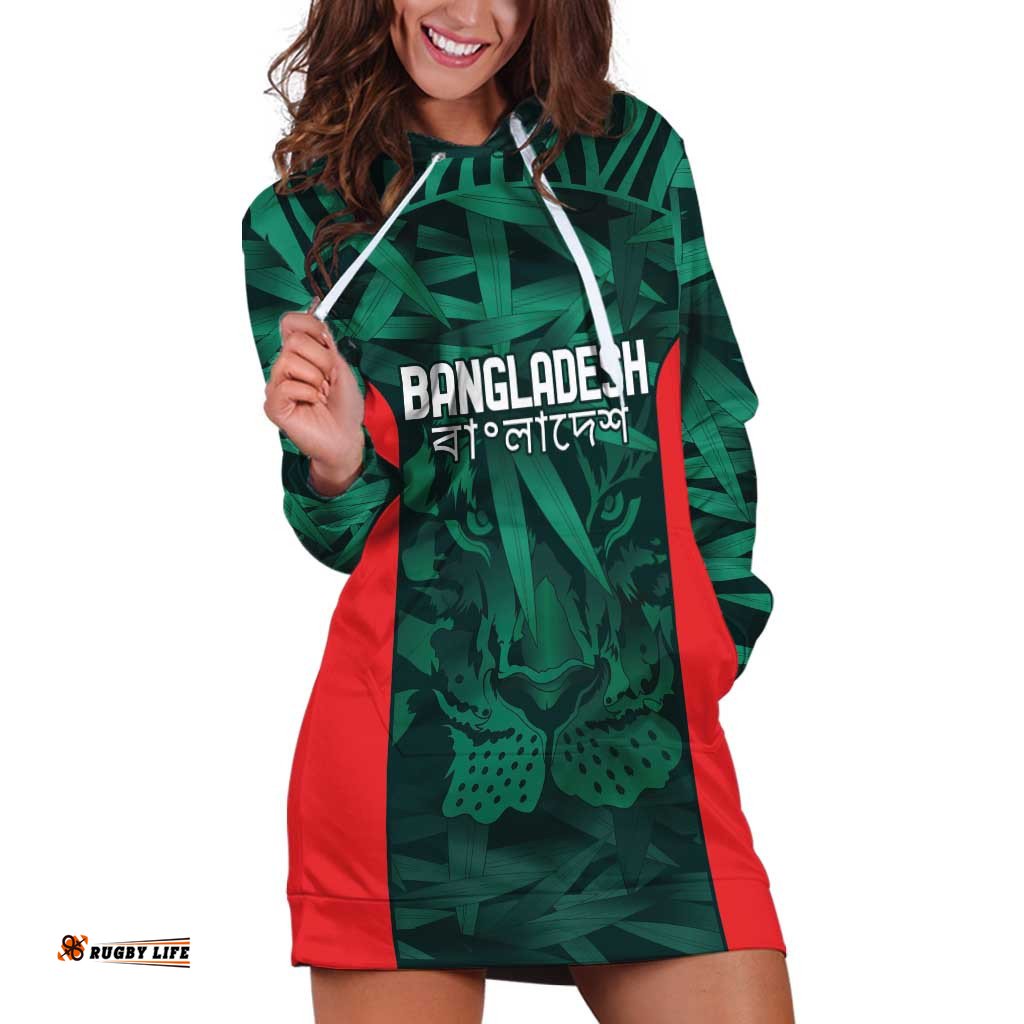 Royal Bengal Tiger Bangladesh Cricket Custom Hoodie Dress The Red and Green Version