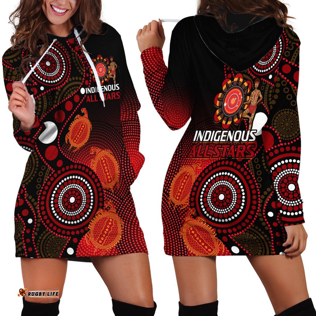 Australia Indigenous Rugby Hoodie Dress All Stars Aboriginal Turtle