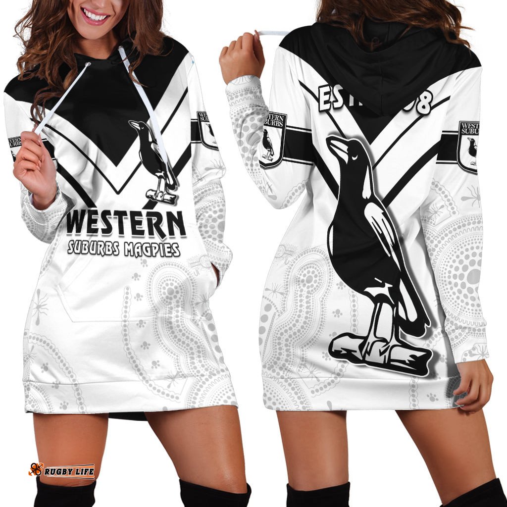 The Magpies Indigenous Hoodie Dress 1908 Western Suburbs