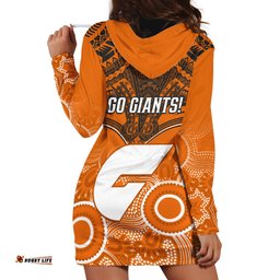 Giants Football Hoodie Dress GWS Aboriginal Mix Polynesian Pattern