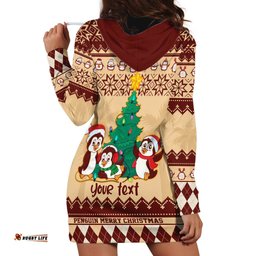Australia Penguin Christmas Argyle Pattern Personalised Hoodie Dress