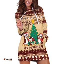 Australia Penguin Christmas Argyle Pattern Personalised Hoodie Dress