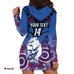Personalised Bulldogs Football Hoodie Dress Doggies Aboriginal Mix Polynesian Pattern