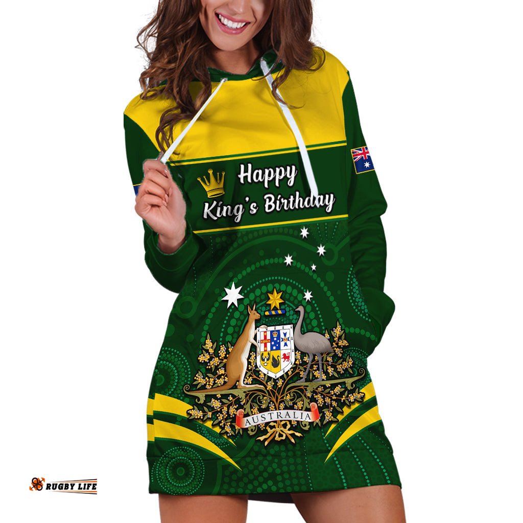 Personalised 12 June Australia King Birthday Hoodie Dress Aboriginal National Color