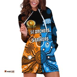 Custom Text And Number Perth Scorchers and Adelaide Strikers Cricket Hoodie Dress Aboriginal Art 06