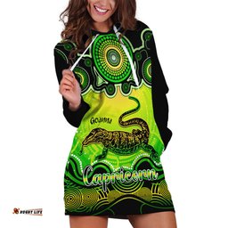 Personalised Australia Capricorn Goanna Zodiac Hoodie Dress Auz Astrology Aboriginal Green