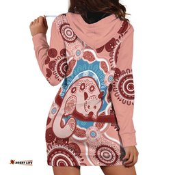 Blush Pink Australia Possum Hoodie Dress Indigenous Art