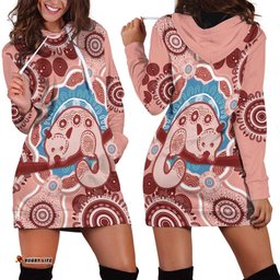 Blush Pink Australia Possum Hoodie Dress Indigenous Art