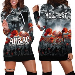 Custom Personalised Anzac Day Hoodie Dress Soldier Poppy Vibe