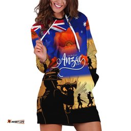 Custom Personalised Aussie ANZAC Hoodie Dress Australian Army Poppy Mix Flag 01