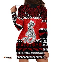 Personalised New Zealand Christmas Hoodie Dress Maori Tiki Meri Kirihimete
