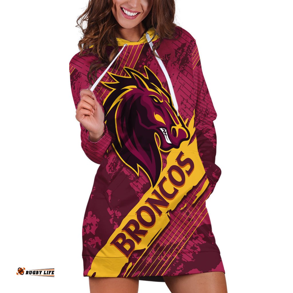 Brisbane Broncos Hoodie Dress NRL Angry Broncos