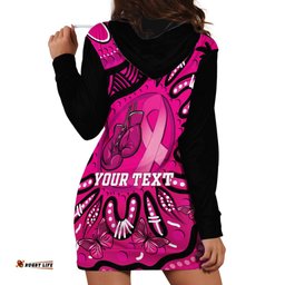Personalised Australia Breast Cancer Hoodie Dress Pink Boxing Ribbon Be Strong And Fight On
