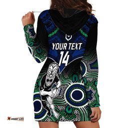 Personalised Warriors Rugby Hoodie Dress NZ Aboriginal Mix Polynesian Pattern