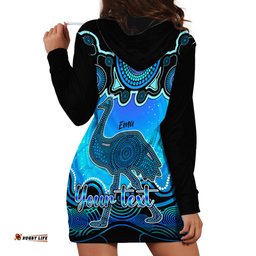 Personalised Australia Aquarius Emu Zodiac Hoodie Dress Auz Astrology Aboriginal Aqua