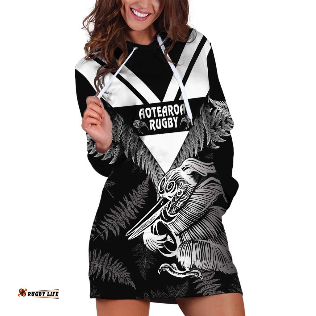 Aotearoa Silver Fern Rugby Custom Hoodie Dress 2024 Go Kiwi
