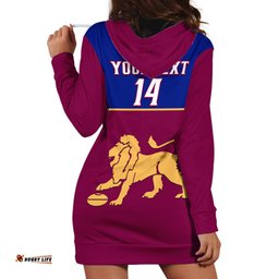 Personalised Brisbane Lions Football Hoodie Dress Sporty Maroon Version