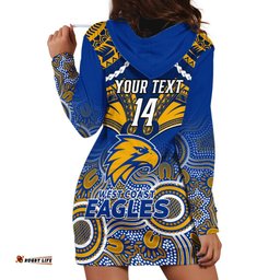 Personalised West Coast Football Hoodie Dress Eagles Aboriginal Mix Polynesian Pattern