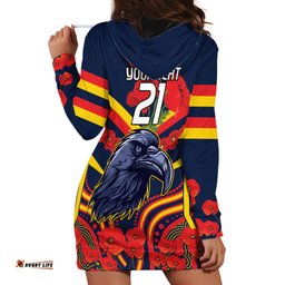 Custom Crows Football ANZAC Hoodie Dress Poppy Soldier With Aboriginal Dots Art