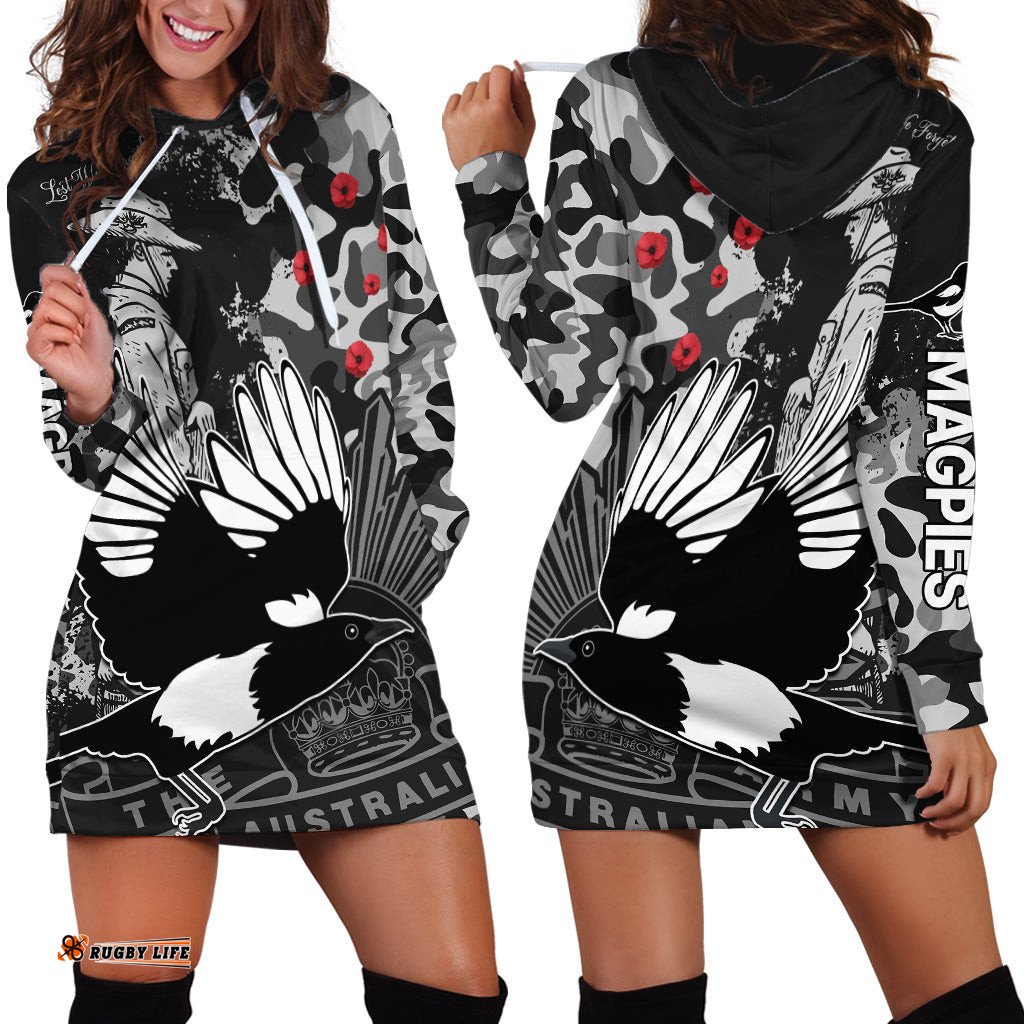 AFL ANZAC Magpies Hoodie Dress Camouflage
