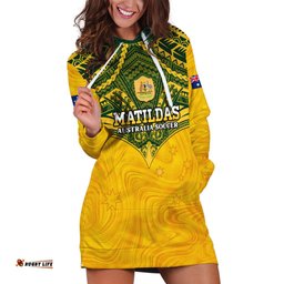 Custom Australia Matildas Hoodie Dress Polynesian Mix Gold Marble