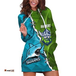 Personalised Sharks And Raiders Rugby Hoodie Dress Sporty Style