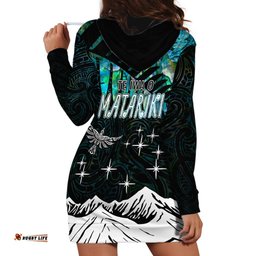 Peronsalised Maori New Year Hoodie Dress Matariki Mix Paua Shell