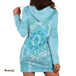 Blue Australia Lizard With Aboriginal Art Hoodie Dress