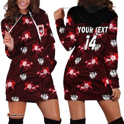 Custom Text And Number Dragons Rugby Hoodie Dress Polynesian Tribal Mix Tropical Hawaiian Style