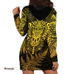 New Zealand Rugby Hoodie Dress Silver Fern All Black Mix Ta Moko Gold Style 01