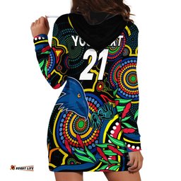 Custom Crows Football Aboriginal Art Hoodie Dress NAIDOC Indigenous Tribal