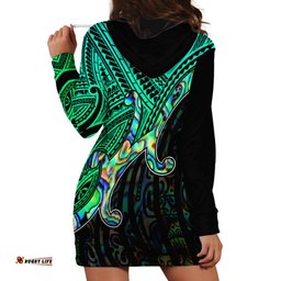 Aotearoa Papua Shell Hoodie Dress Maori Tribal Pattern