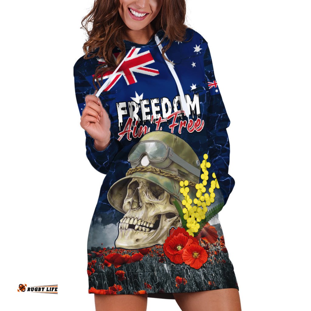 Australia ANZAC Day Hoodie Dress Freedom Ain't Free