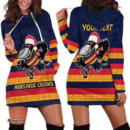 AFL Adelaide Christmas Personalised Hoodie Dress with Crows Mascot