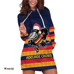 AFL Adelaide Christmas Personalised Hoodie Dress with Crows Mascot