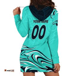 Personalised Australia Soccer Matildas Hoodie Dress Kangaroo Tornado Turquoise