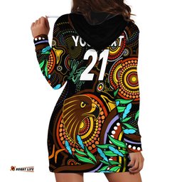 Custom Hawks Football Aboriginal Art Hoodie Dress NAIDOC Indigenous Tribal