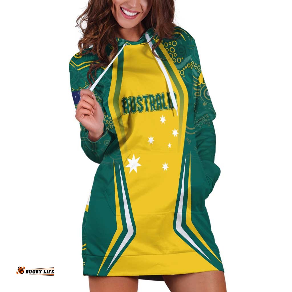 Australia 2024 Olympics Custom Hoodie Dress Rise of the Roos Aborignal Style