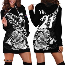 Custom Text And Number New Zealand Kiwi Rugby Hoodie Dress