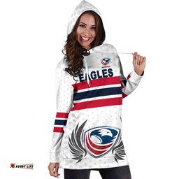 USA Rugby Women's Hoodie Dress Eagles Simple Style White