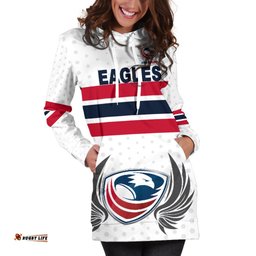 USA Rugby Women's Hoodie Dress Eagles Simple Style White
