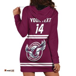Personalised Sea Eagles Rugby Hoodie Dress Manly Warringah Maroon Sporty Style