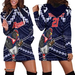 Custom Roosters Rugby Polynesian Tribal Hoodie Dress