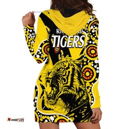 Richmond Tigers Football Hoodie Dress Angry Tiger Roaring Aboriginal Boomerang and Dots Art