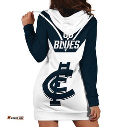 Carlton Football Hoodie Dress Go Blues White Simple Style