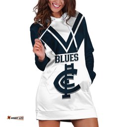 Carlton Football Hoodie Dress Go Blues White Simple Style