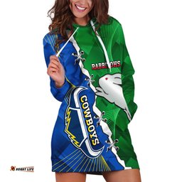 Personalised Rabbitohs And Cowboys Rugby Hoodie Dress Dynamic Style