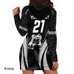 Custom New Zealand Aotearoa Rugby Hoodie Dress Haka Dance Mixed Silver Fern Sporty Style