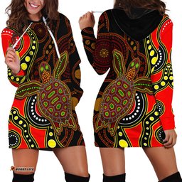 Aboriginal Turtle Hoodie Dress Red Style