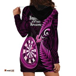 New Zealand Darts Hoodie Dress Happiness Is A Tight Threesome Maori Pink